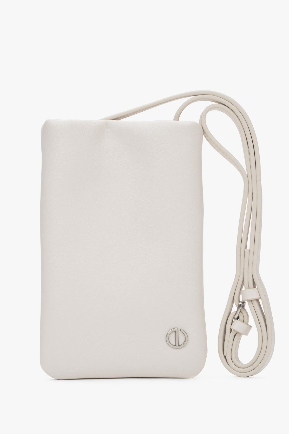 Hellbeige Handy-Tasche für Damen aus Leder von Estro.