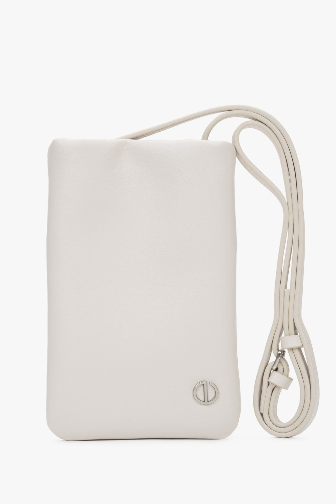 Hellbeige Handy-Tasche für Damen aus Leder von Estro.
