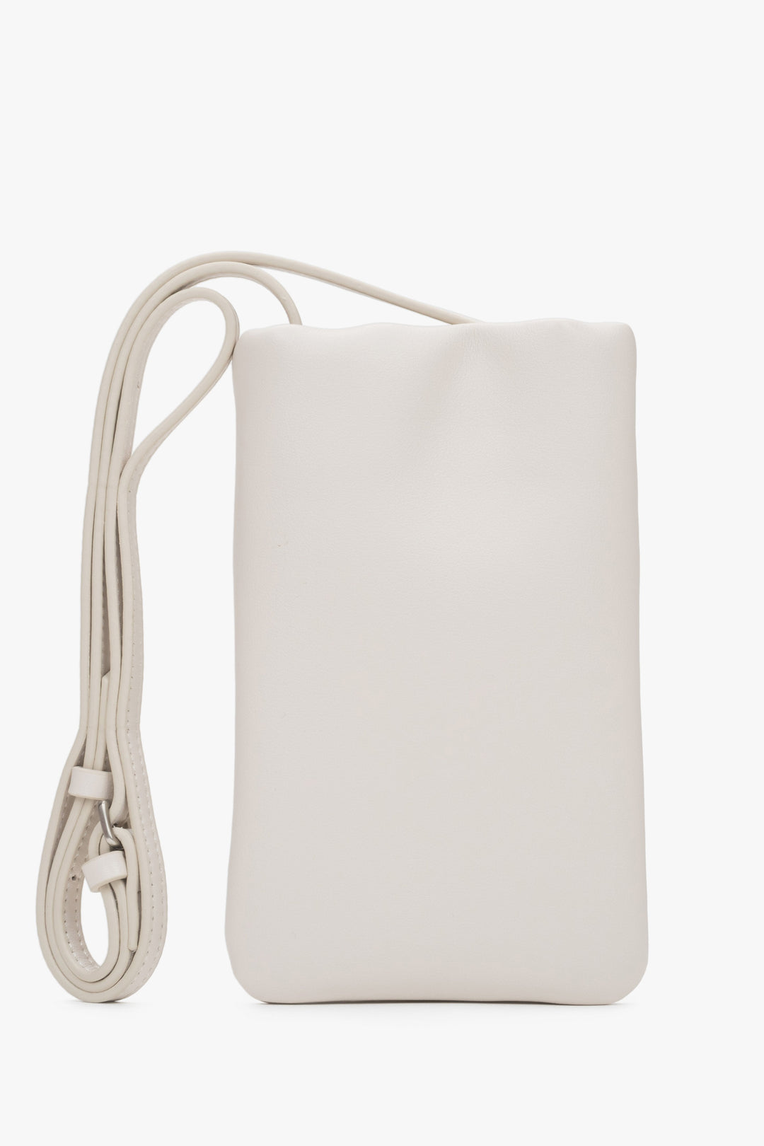 Handytasche aus beigem Naturleder.