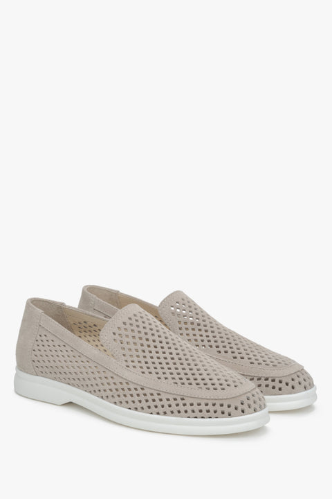 Damen-Slipper in hellbeige mit atmungsaktiver Perforation Estro ER00117584