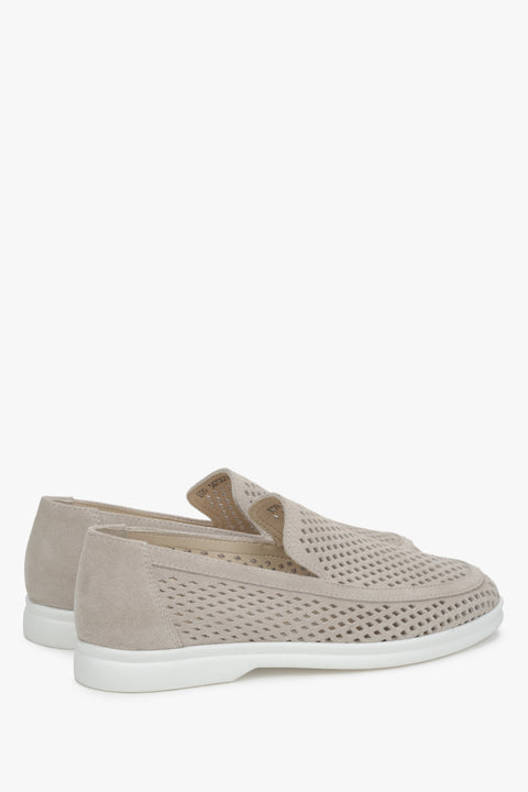 Damen Loafer hellbeige aus italienischem Veloursleder Estro ER00117584