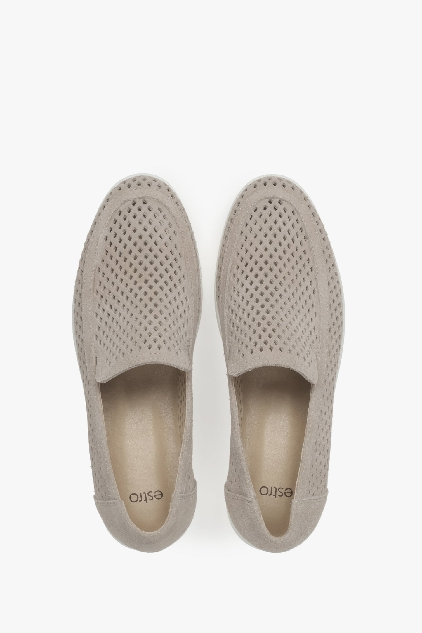 Helle Damen Loafer mit Perforation und Veloursleder Estro ER00117584