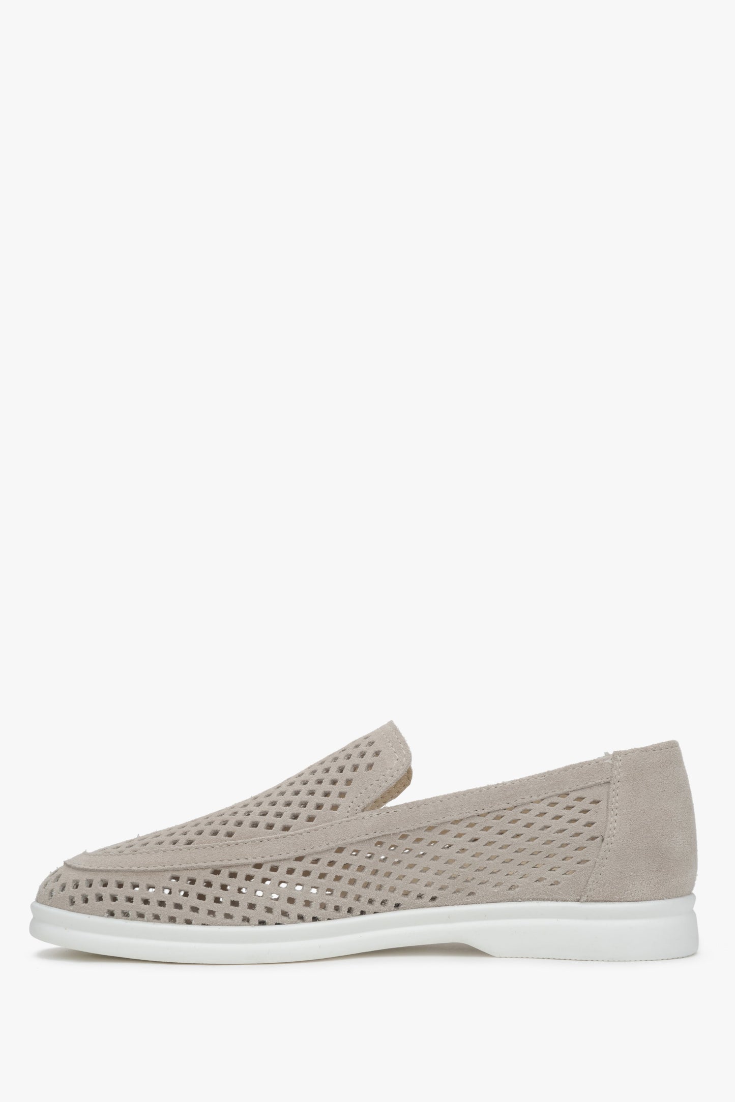 Elegante hellbeige Loafer aus weichem Veloursleder Estro ER00117584
