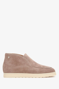 Hellbeige Damen Plateau-Loafer im Leder-Velours-Mix Estro ER00116616