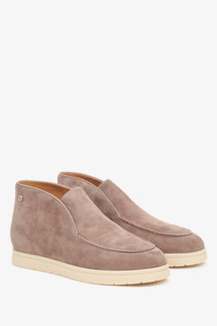 Hellbeige Damen Low-Top-Stiefeletten aus Veloursleder und Leder von Estro.