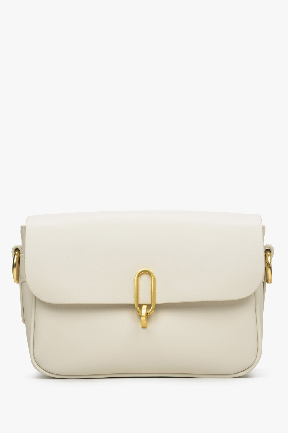 Hellbeige Damen-Schultertasche aus echtem Leder Estro ER00114944.