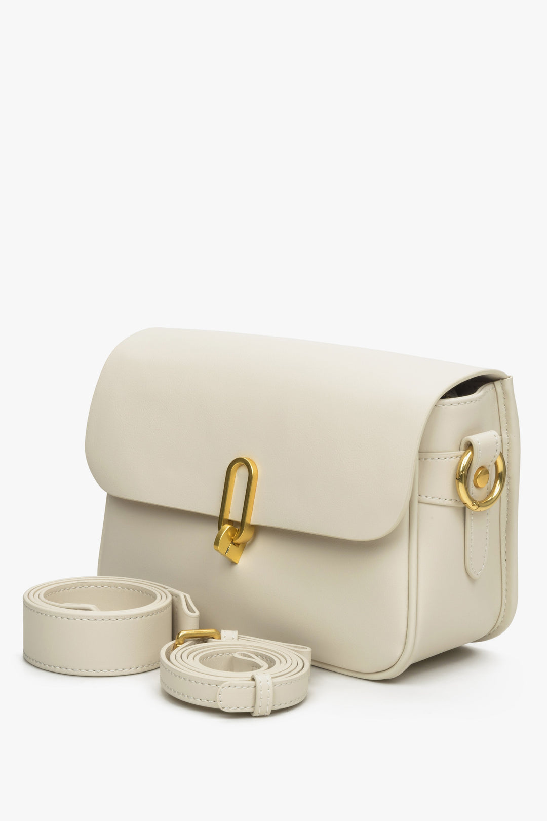 Damen-Schultertasche aus echtem Leder in Hellbeige von Estro.