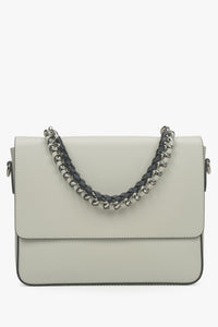 Hellbeige Damen-Schultertasche aus edlem italienischem Leder mit Kette Premium Estro ER00115034.
