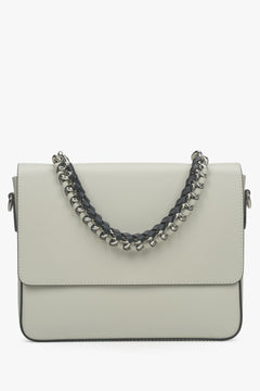 Hellbeige Damen-Schultertasche aus edlem italienischem Leder mit Kette Premium Estro ER00115034.