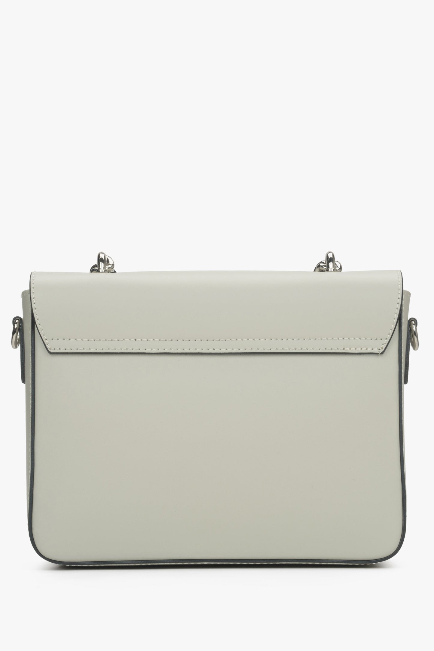 Hellbeige Damenhandtasche aus italienischem Premium-Echtleder – Rückseite.