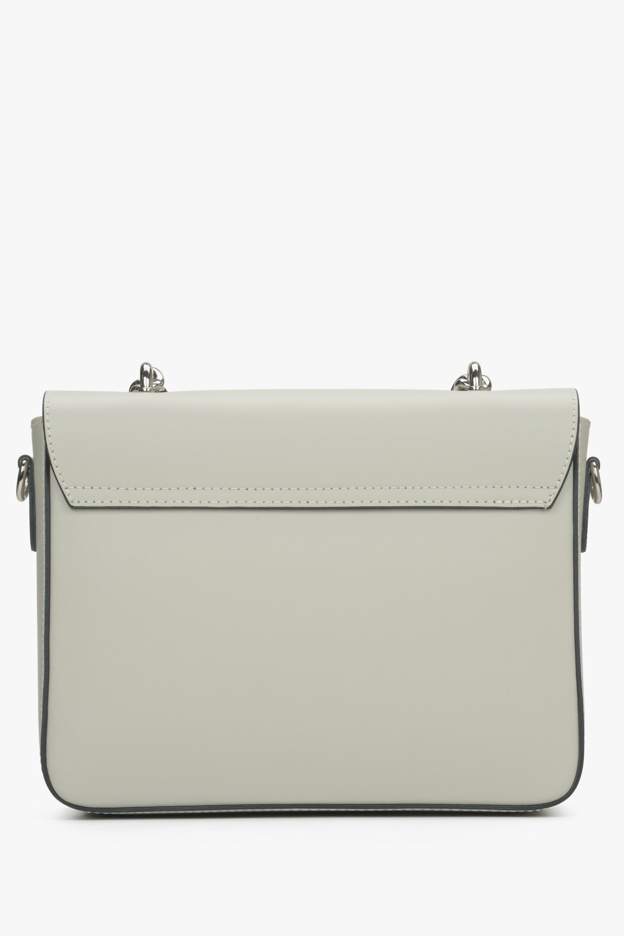 Hellbeige Damenhandtasche aus italienischem Premium-Echtleder – Rückseite.