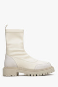 Hellbeige Damen-Stiefelette aus Echtleder zum Hineinschlüpfen Estro ER00113459.