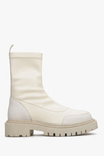 Hellbeige Damen-Stiefelette aus Echtleder zum Hineinschlüpfen Estro ER00113459.