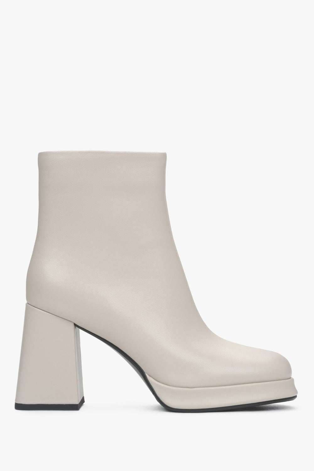 Damen Lederstiefeletten beige mit Plateau und Reißverschluss Estro ER00115880