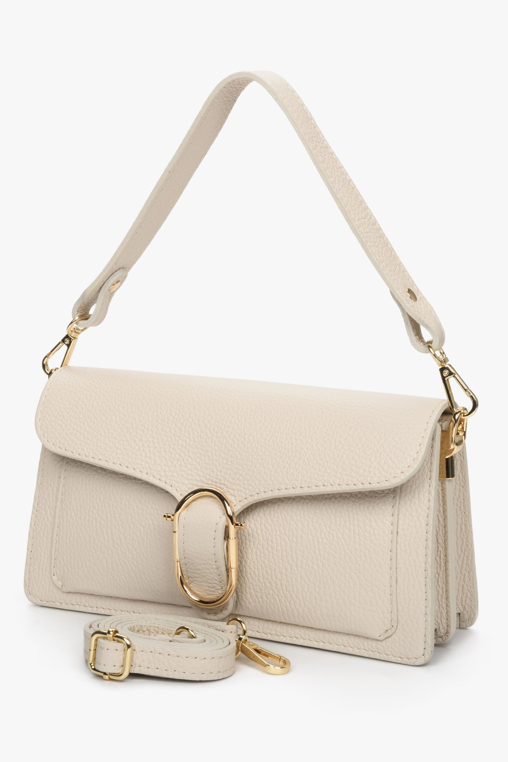 Estro Schultertasche ER00111468 in Hellbeige – luxuriöses italienisches Leder.