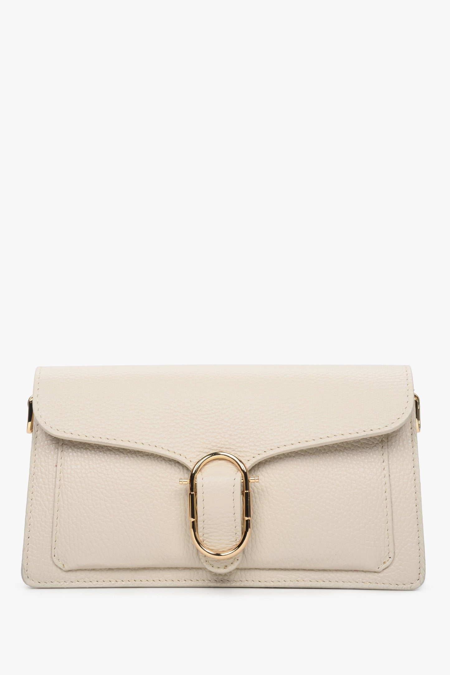 Elegante Damen-Schultertasche in Hellbeige aus feinstem italienischem Leder.