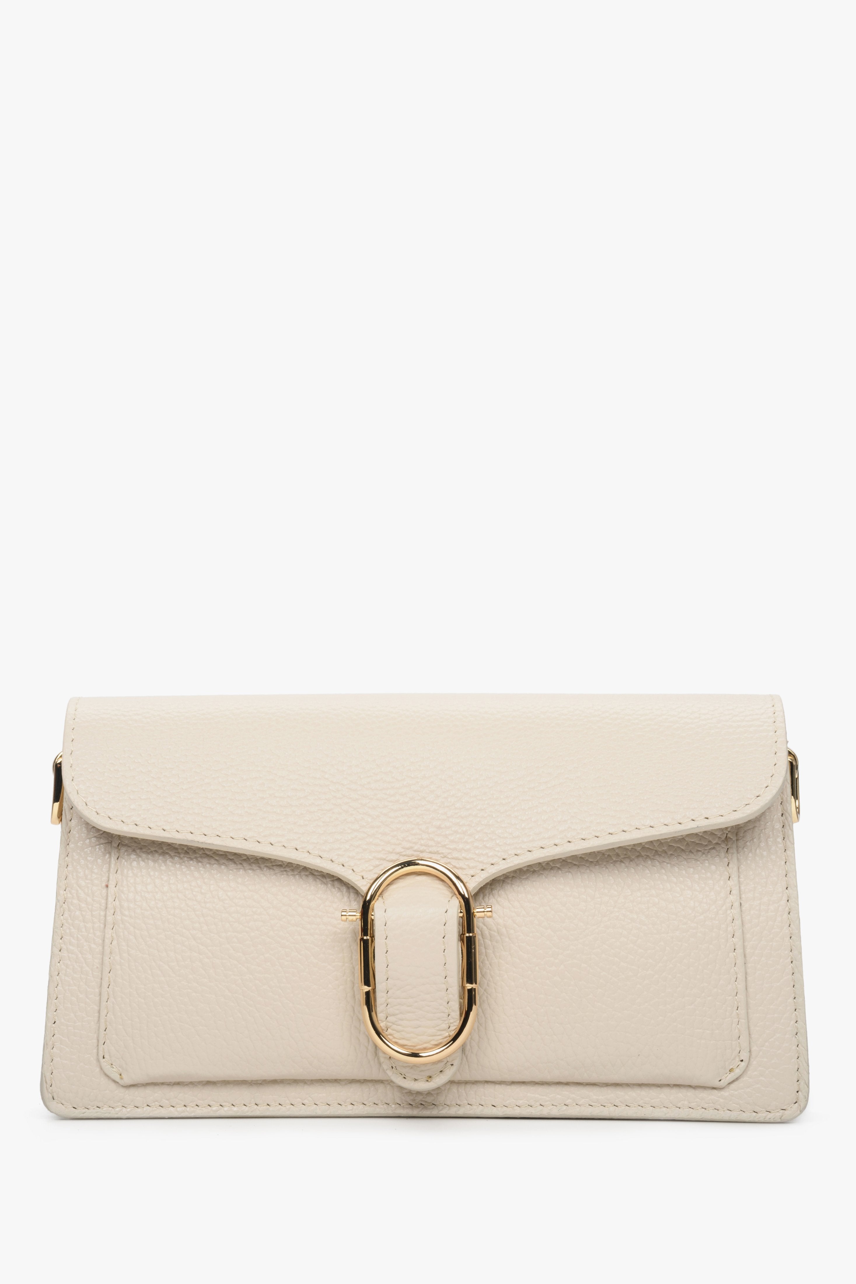 Elegante Damen-Schultertasche in Hellbeige aus feinstem italienischem Leder.