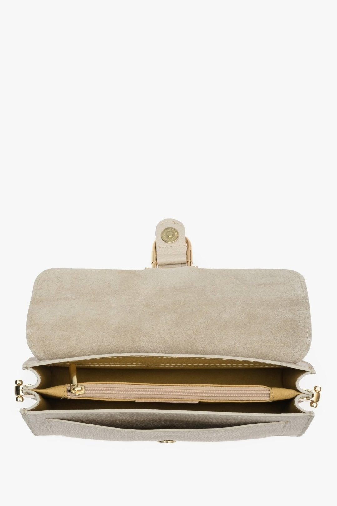 Weiches italienisches Premium-Leder: Damen-Schultertasche in zartem Hellbeige von Estro.
