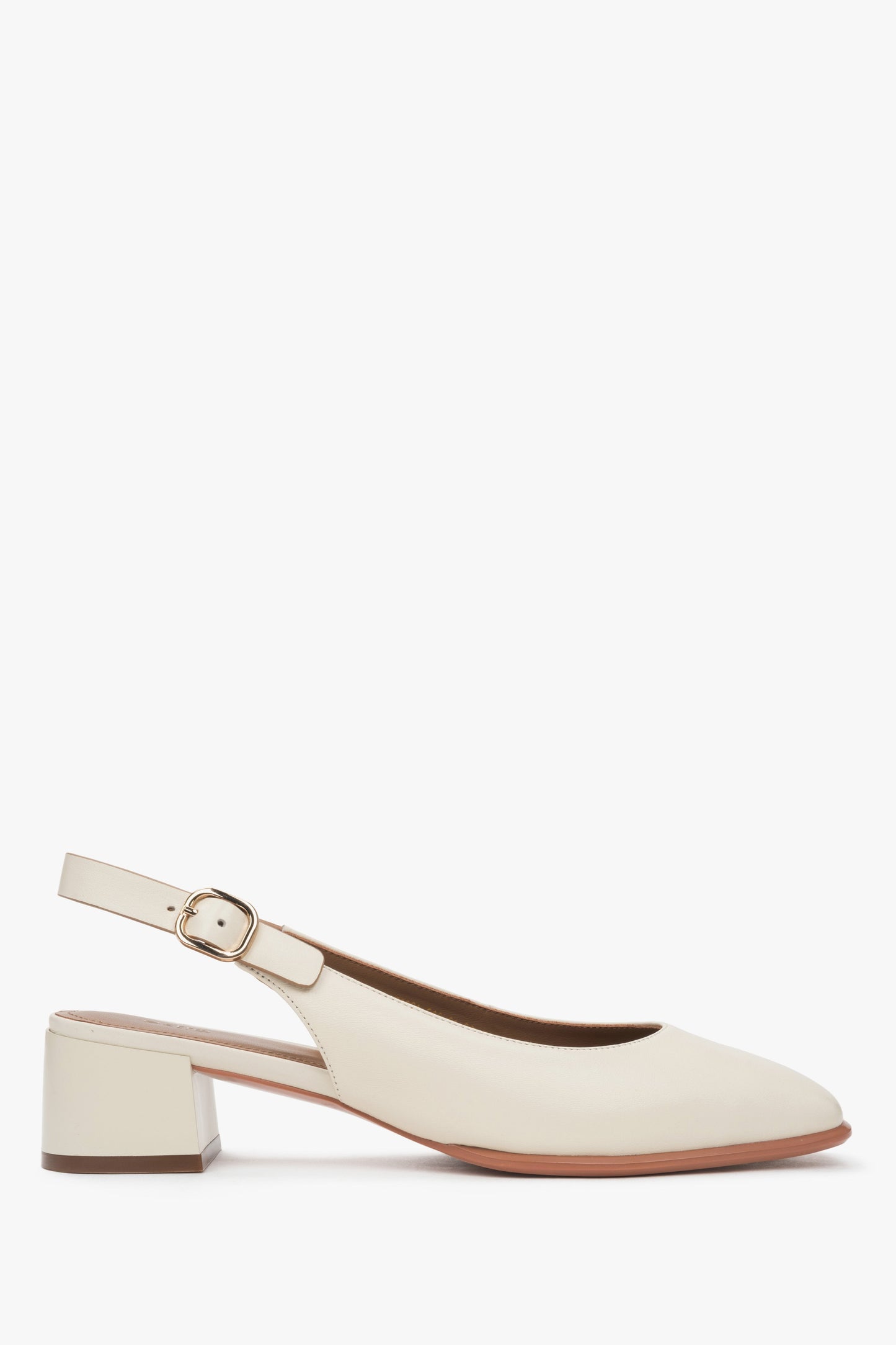 Seitenansicht der hellbeigen Damen Slingback-Pumps mit niedrigem Absatz, Estro ER00116970