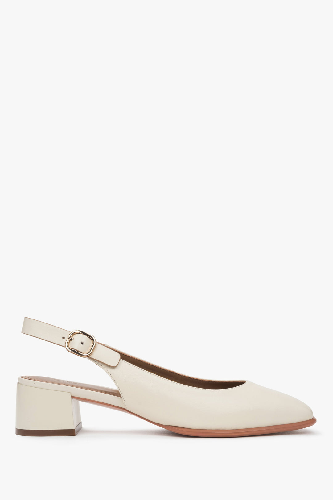 Seitenansicht der hellbeigen Damen Slingback-Pumps mit niedrigem Absatz, Estro ER00116970