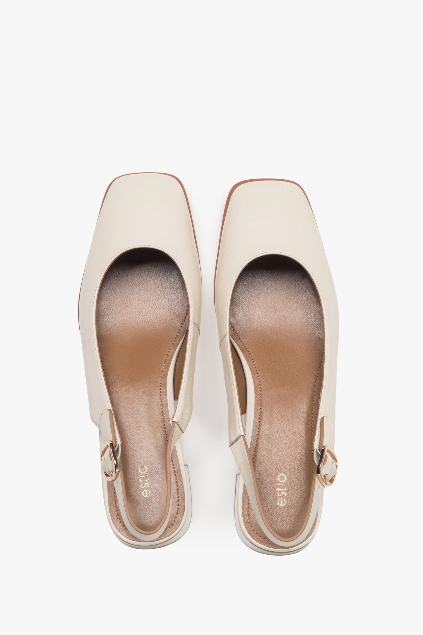 Oberansicht der eleganten Slingback-Pumps in Hellbeige, Estro ER00116970