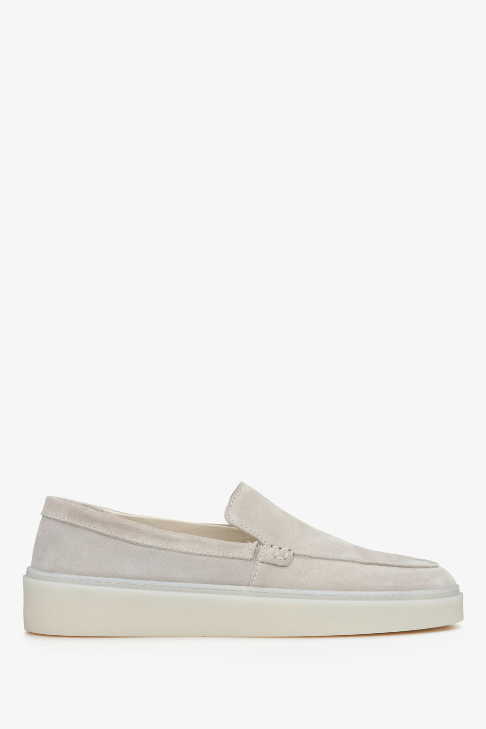 Hellbeiger Damen-Loafer aus edlem italienischem Velours Estro ER00114886.