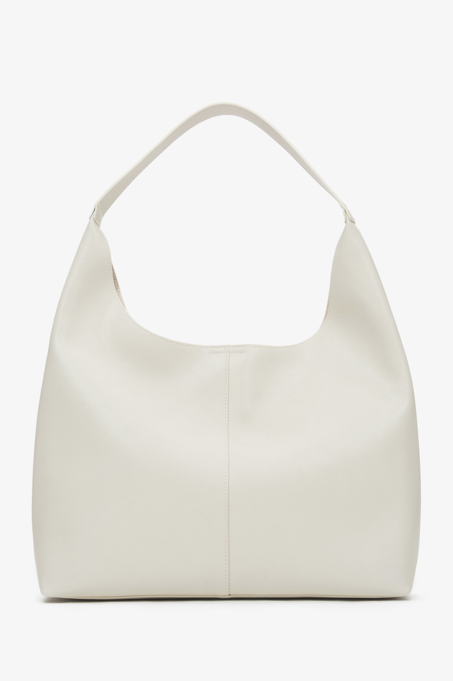 Hellbeiger Damen-Shopper aus echtem Leder Estro ER00116832.