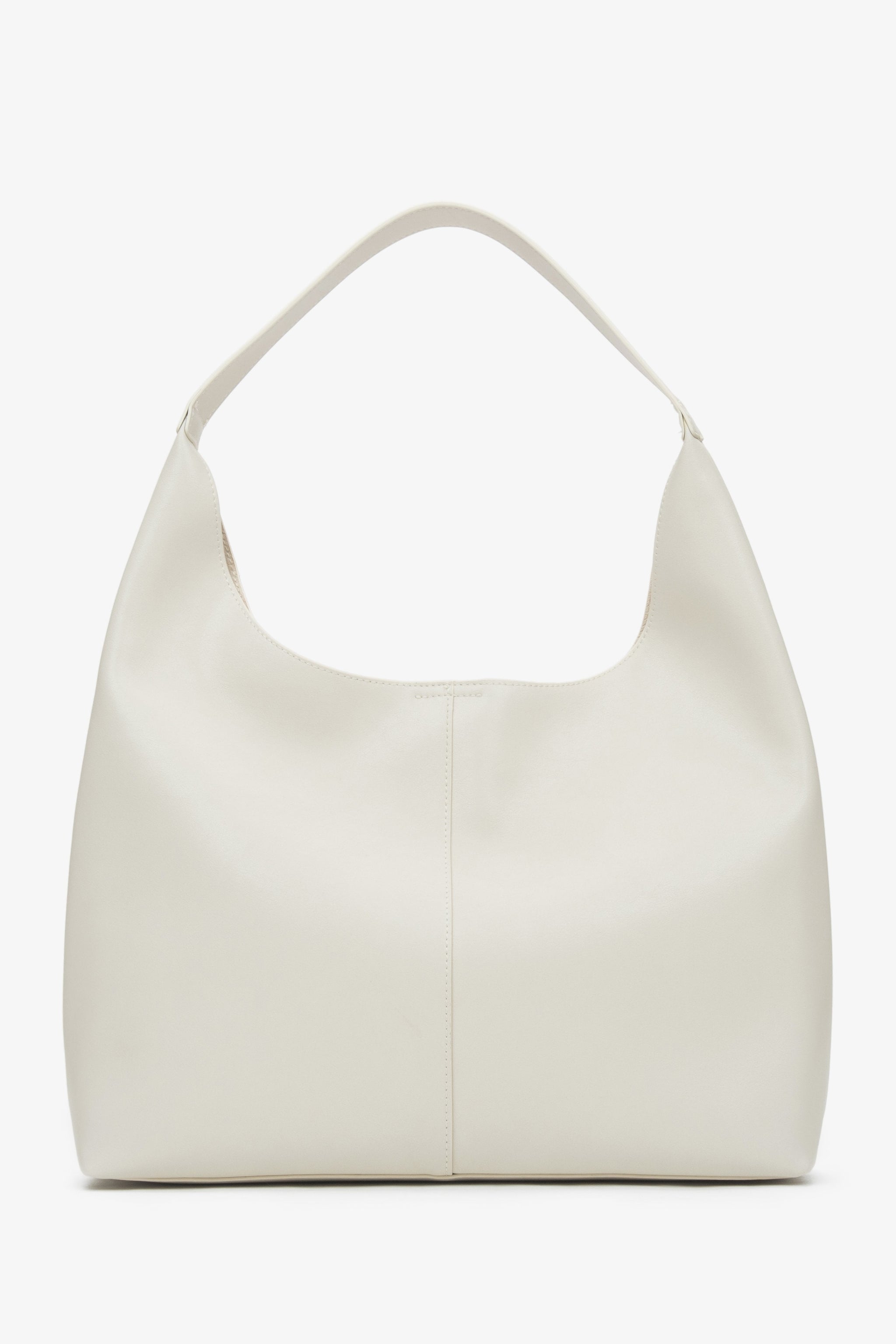 Hellbeiger Damen-Shopper aus echtem Leder Estro ER00116832.