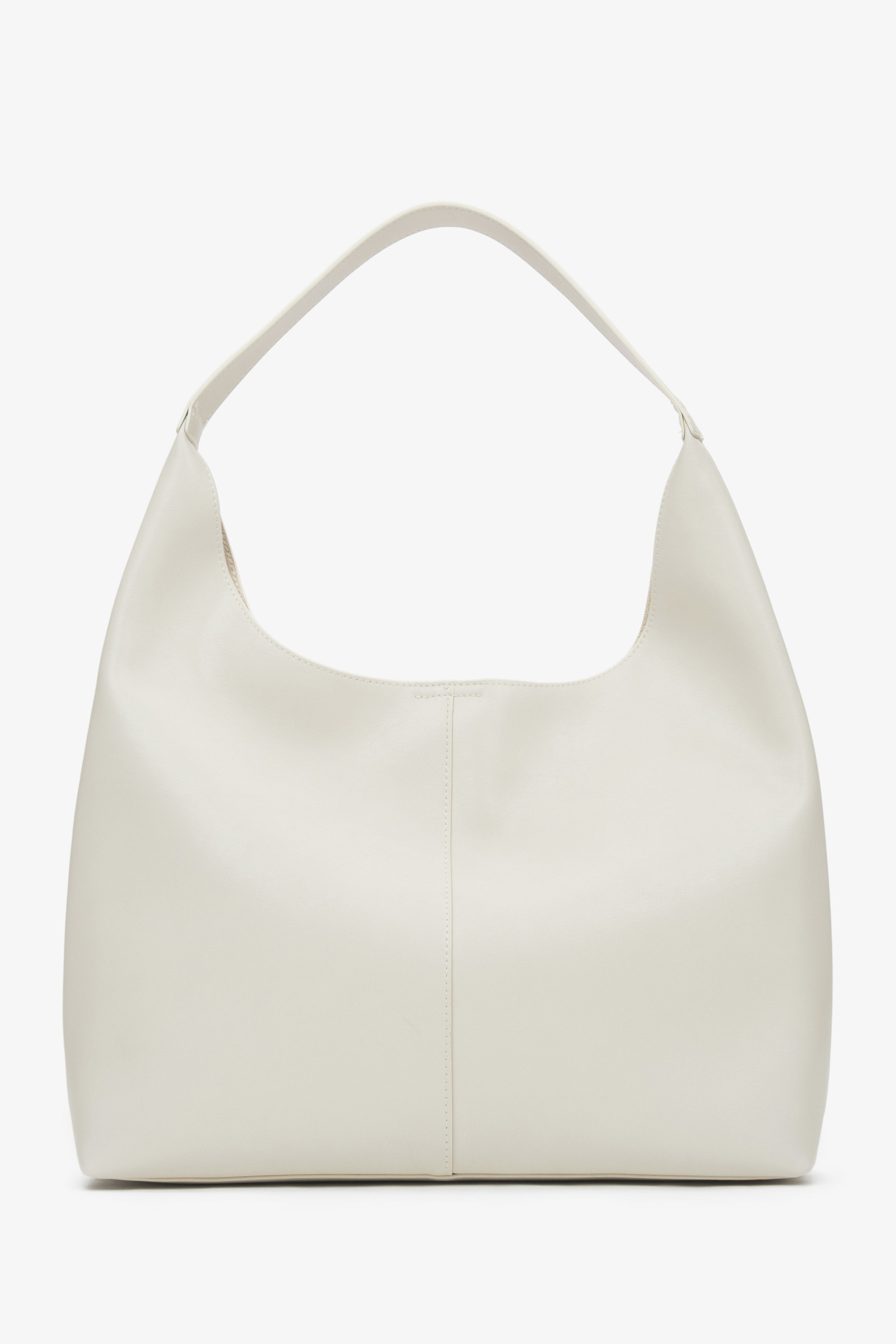 Hellbeiger Damen-Shopper aus echtem Leder Estro ER00116832.