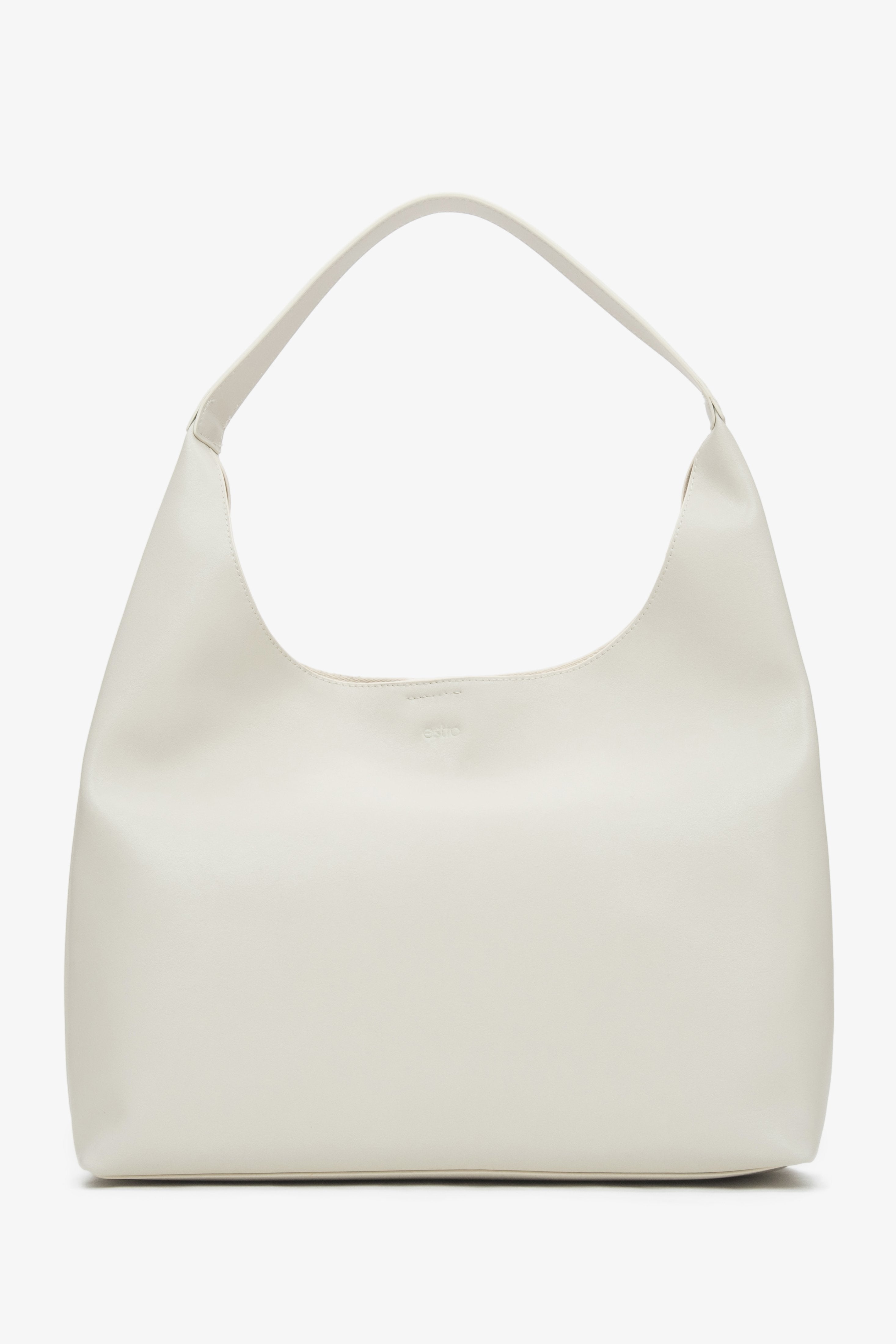 Hellbeiger Damen-Shopper aus echtem Leder Estro ER00116832