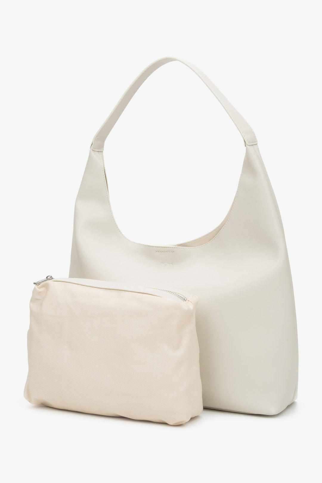 Hellbeiger Damen-Shopper aus echtem Leder Estro ER00116832