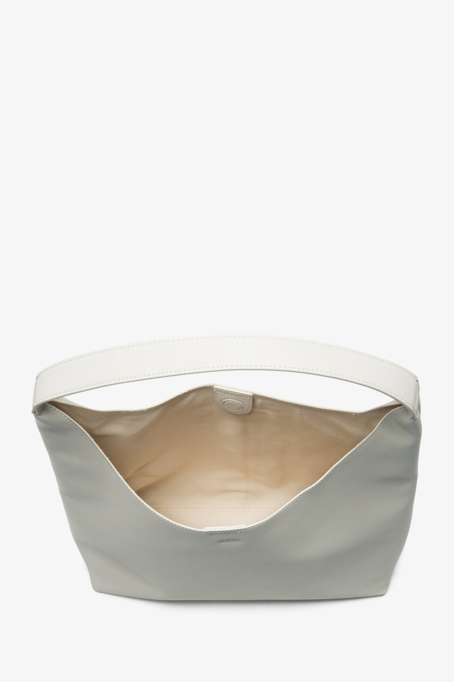 Hellbeiger Damen-Shopper aus echtem Leder Estro ER00116832