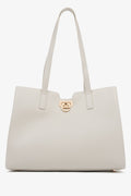 Hellbeiger Damen-Shopper aus echtem Leder mit edlen Golddetails Estro ER00115798.