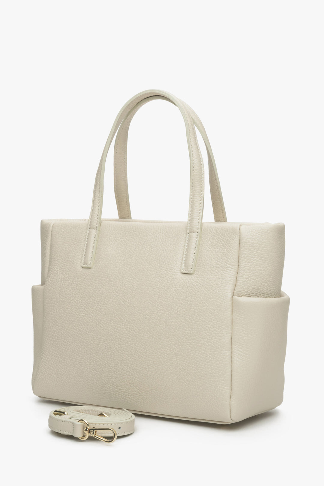 Hellbeige Damen-Lederhandtasche aus italienischem Echtleder von Estro.