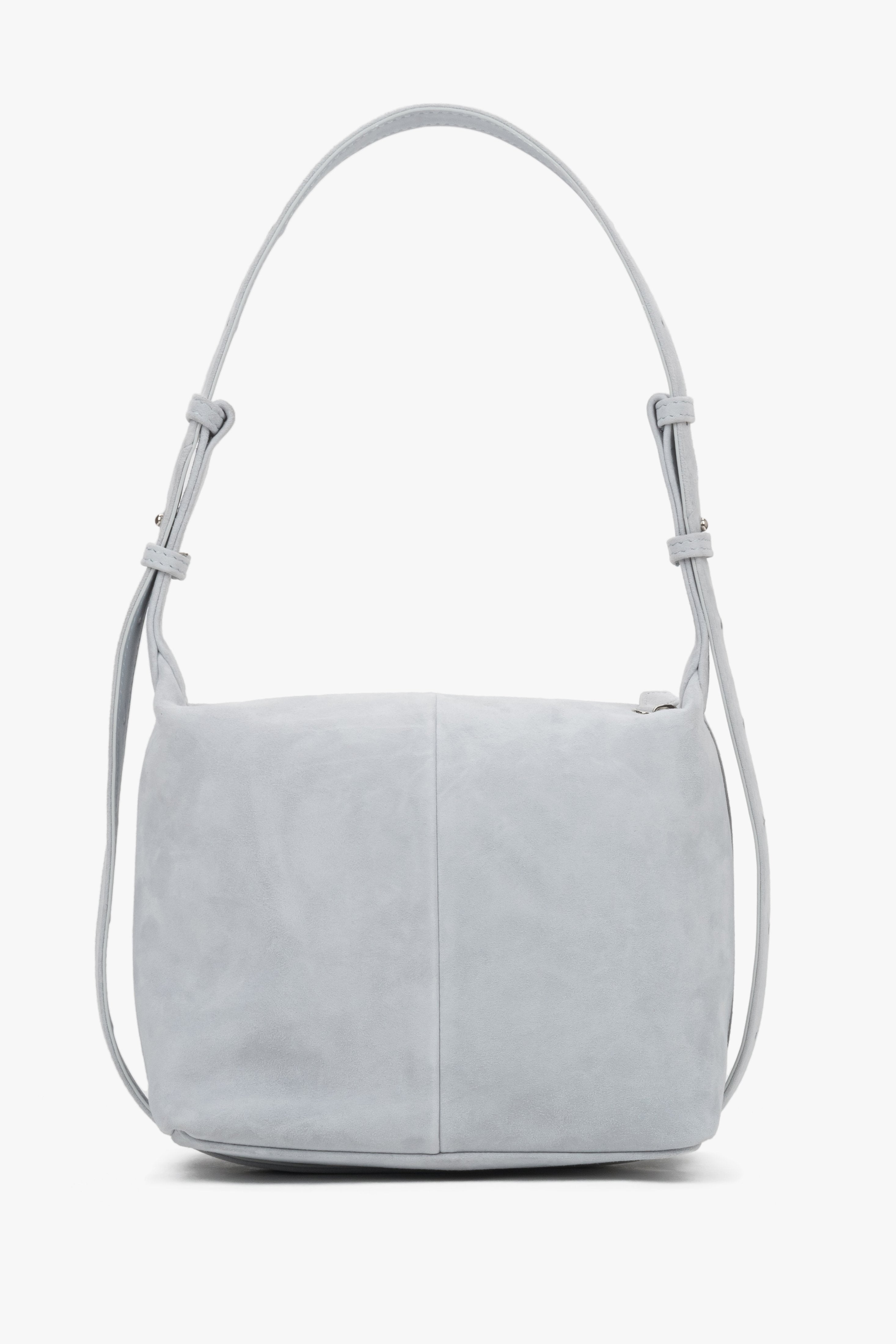 Hellblaue Schultertasche mit verstellbarem Riemen Seitenprofil