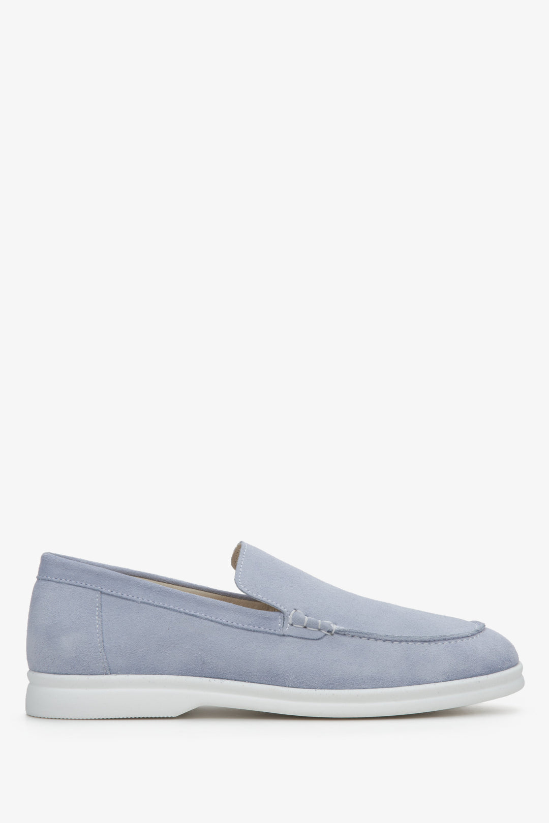 Hellblauer Damen-Loafer aus edlem Veloursleder Estro ER00112381.