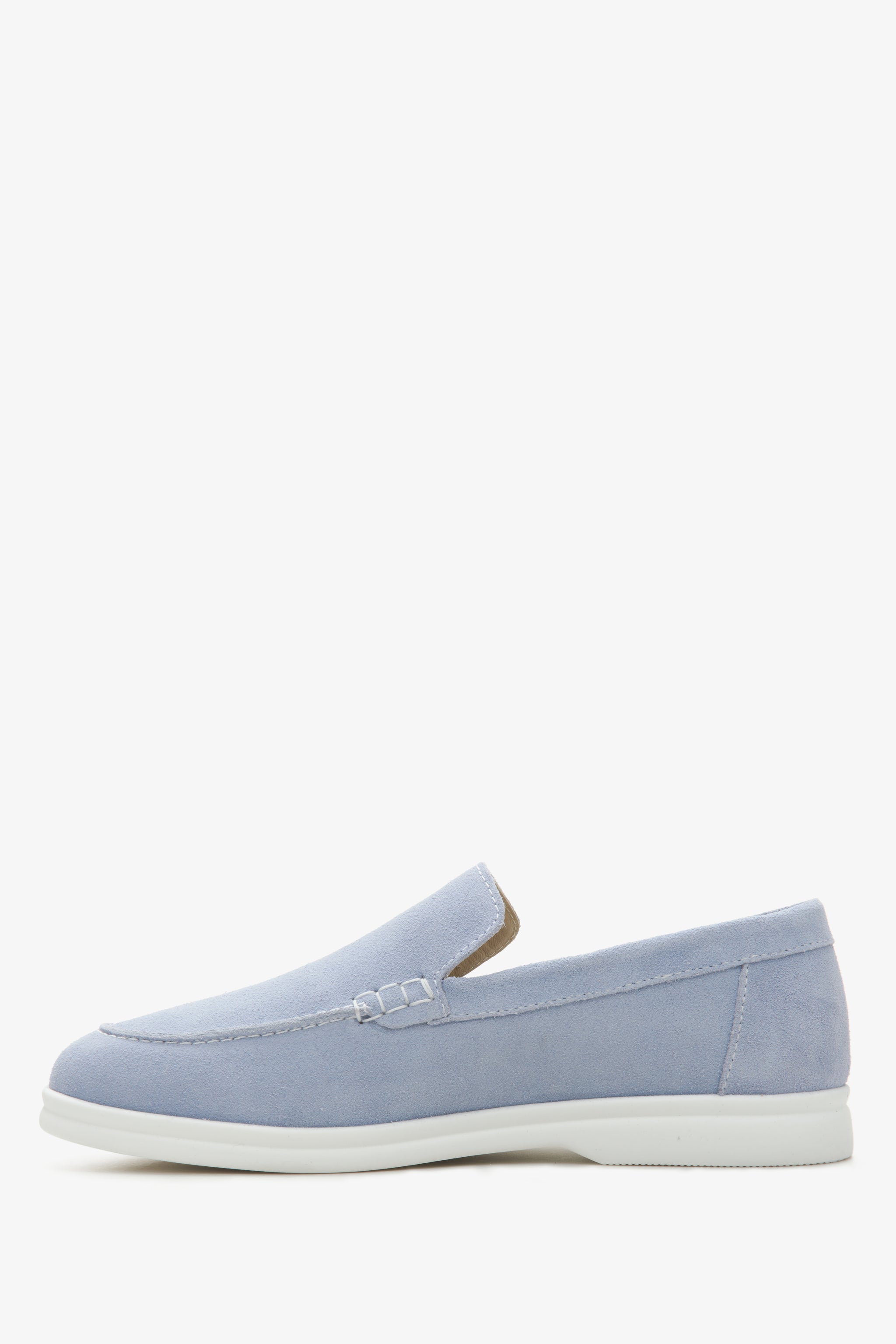 Blaue Damen-Wildleder-Mokassins von Estro – Schuhprofil.