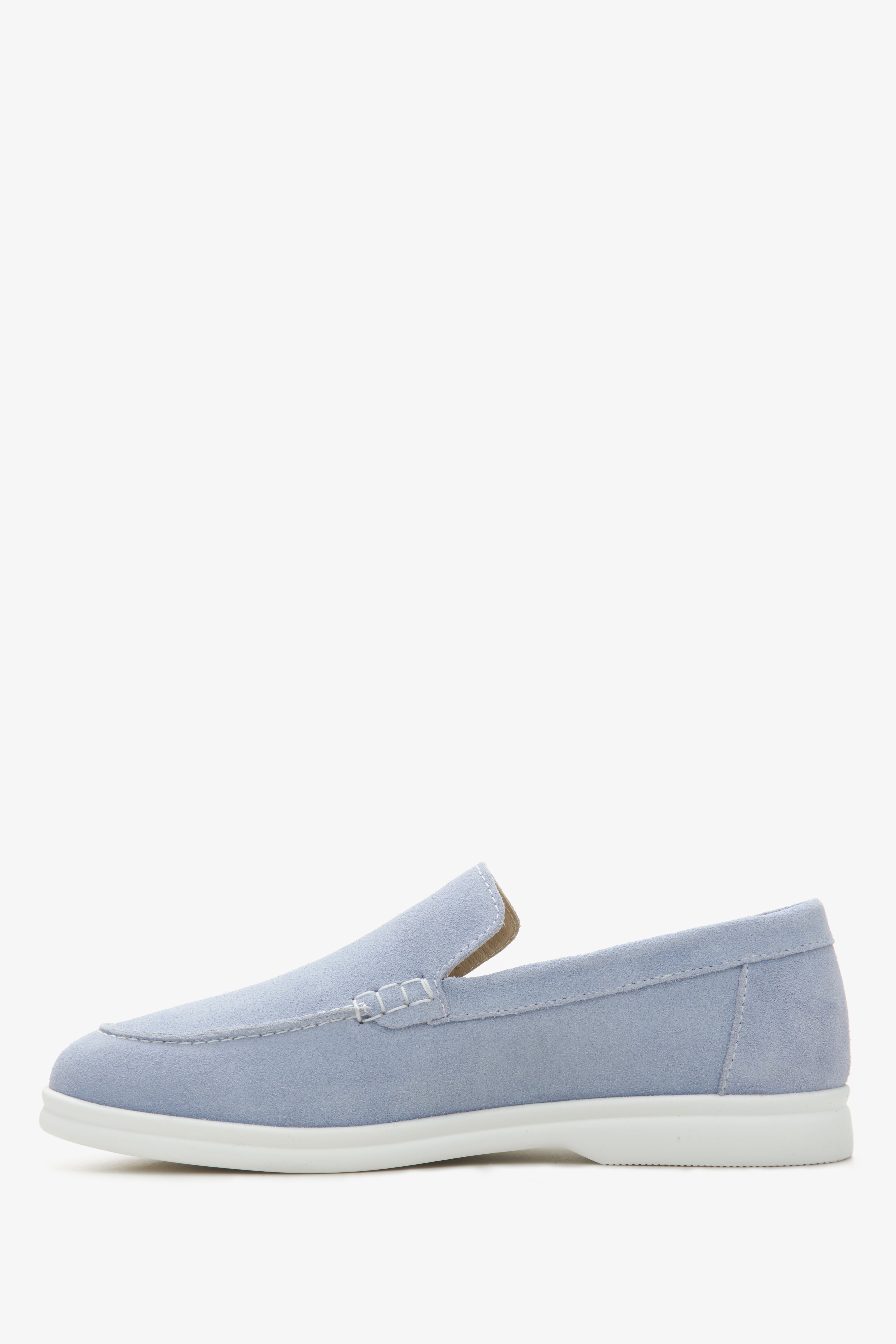 Blaue Damen-Wildleder-Mokassins von Estro – Schuhprofil.