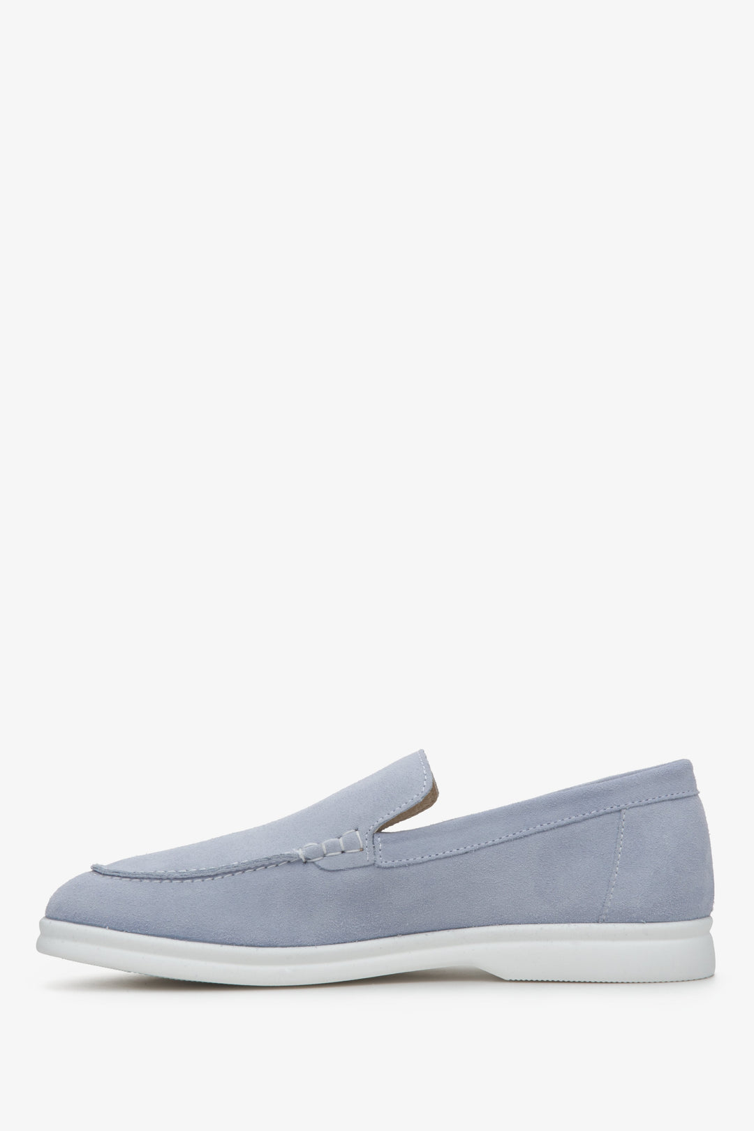 Blaue Damen-Wildleder-Mokassins von Estro – Schuhprofil.