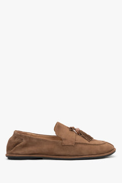 Rechte Seitenansicht des hellbraunen Barefoot-Loafers für Damen