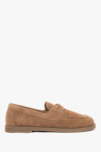 Hellbraune Damen-Loafer im Bootsschuh-Stil in Seitenansicht