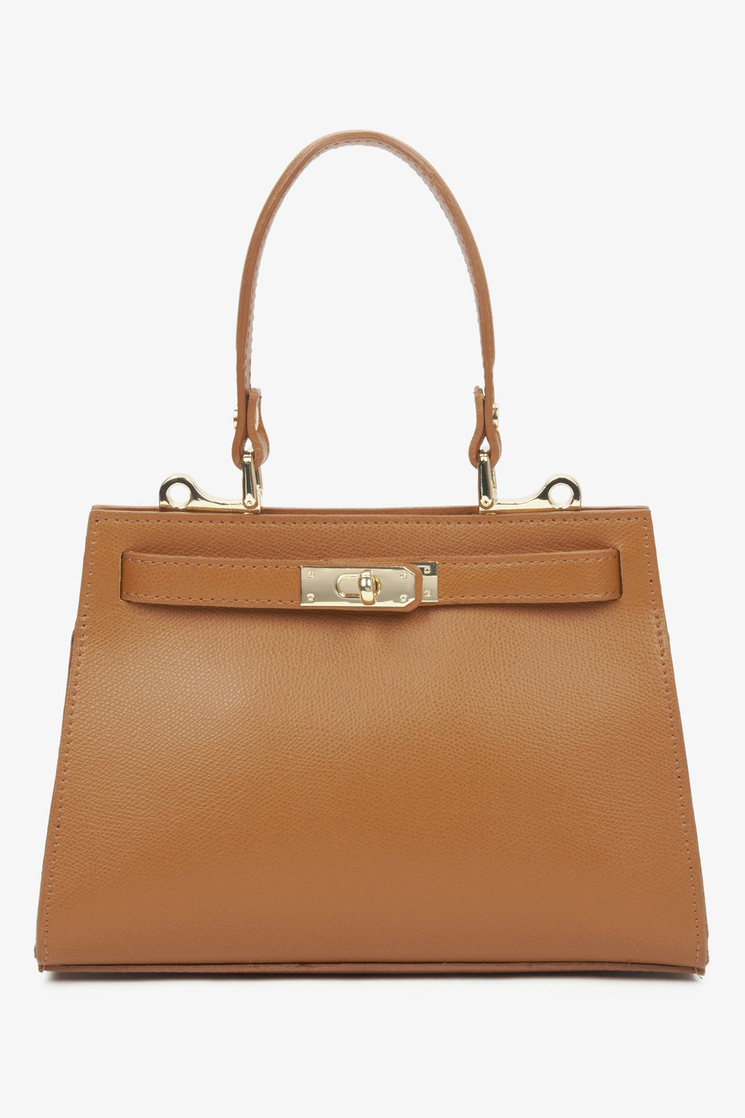 Hellbraune Damen-Satchel-Tasche aus edlem italienischem Echtleder Estro ER00116567.