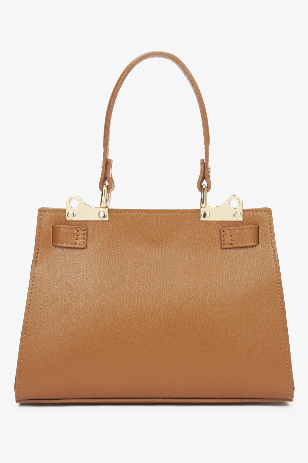 Estro Satchel-Handtasche aus italienischem Premiumleder in edlem Hellbraun – Rückansicht.