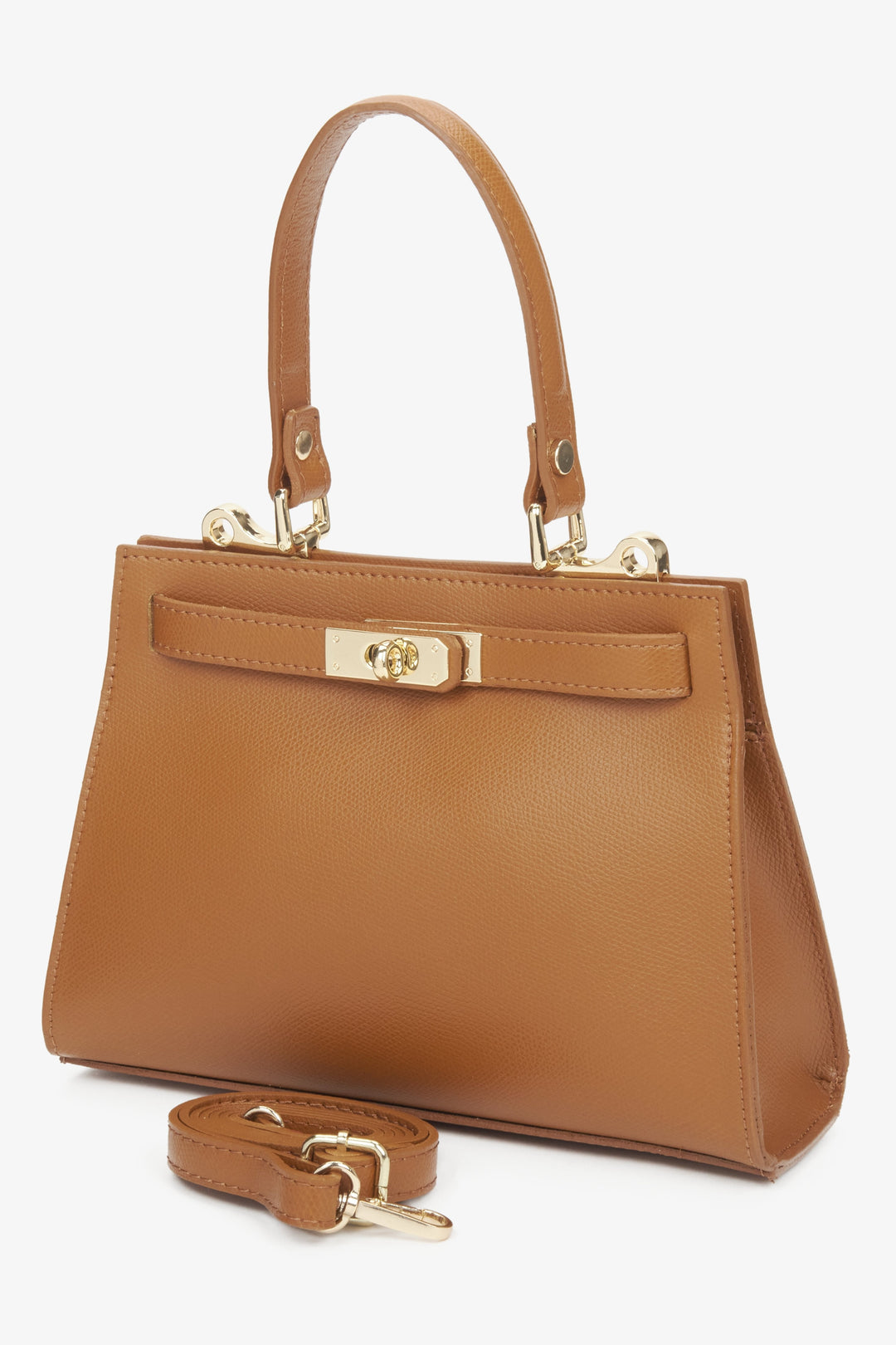 Satchel-Handtasche für Damen in Hellbraun, Premium-Qualität, von Estro aus italienischem Echtleder gefertigt.