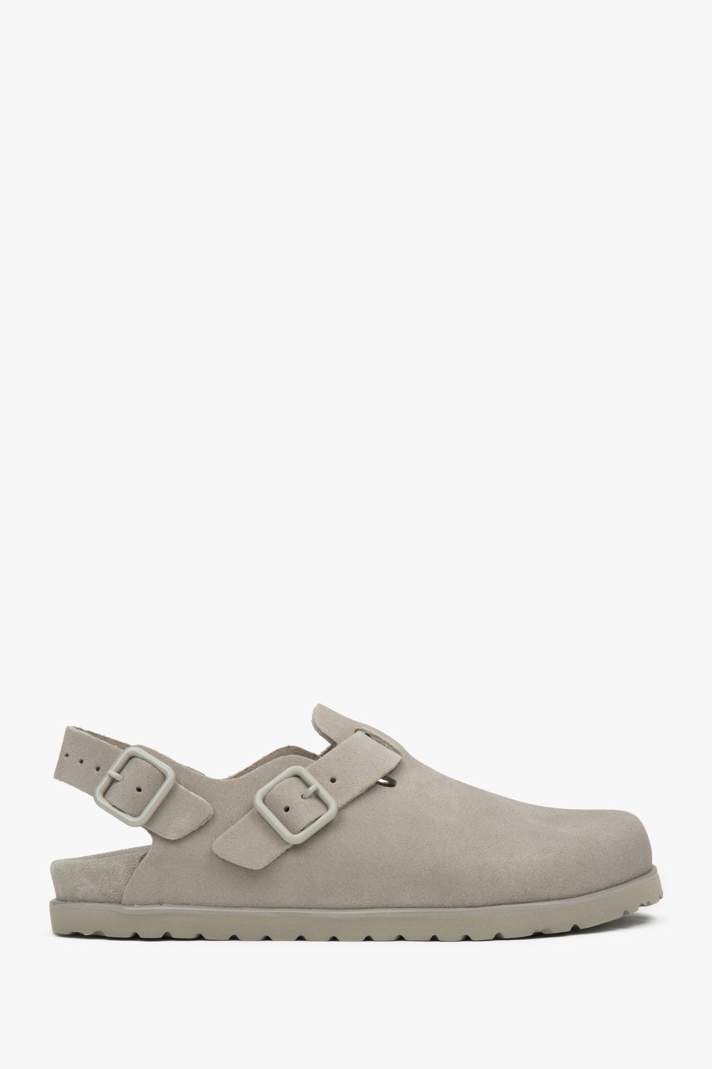 Hellgraue Clogs aus Velours für Damen Estro ER00117156.