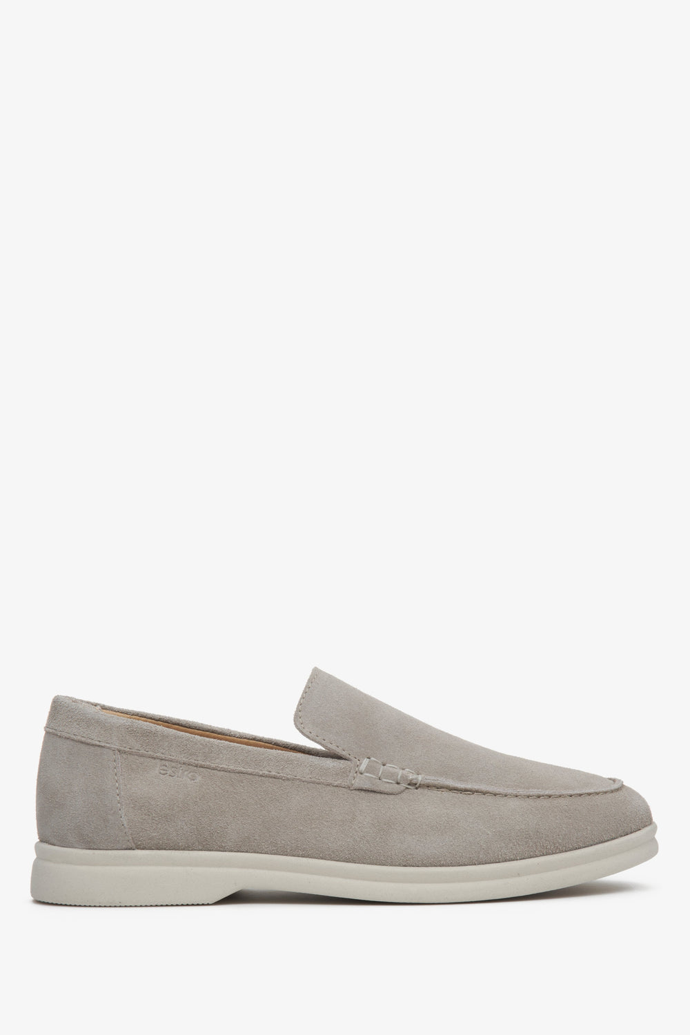 Hellgraue Loafer für Damen aus echtem Velours Estro ER00113368.