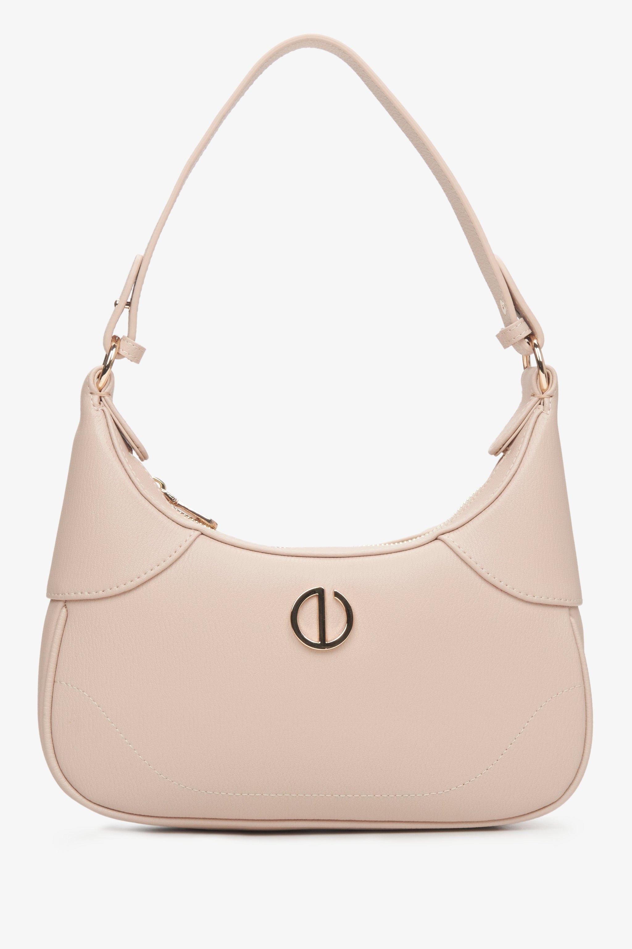Hellrosa Damen-Schultertasche in Halbmondform Estro ER00114934.