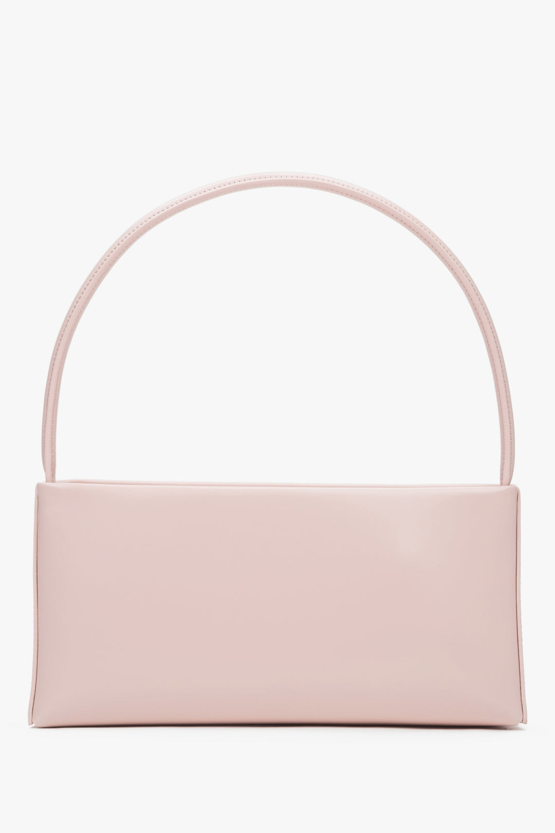 Rückseite der eleganten hellrosa Damen-Handtasche aus echtem Leder.