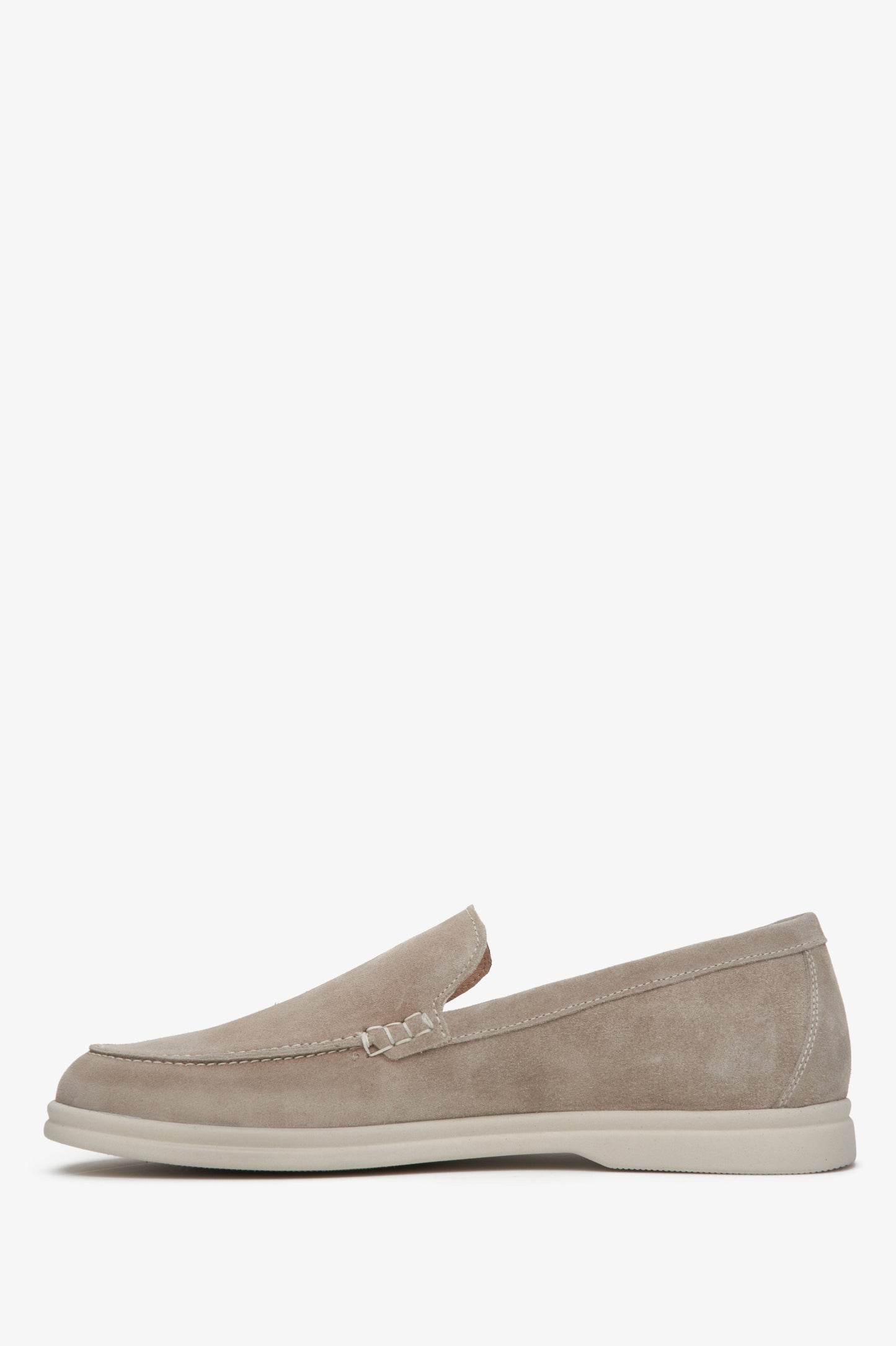 Herren Frühlingsslipper in Beige aus natürlichem Samt.