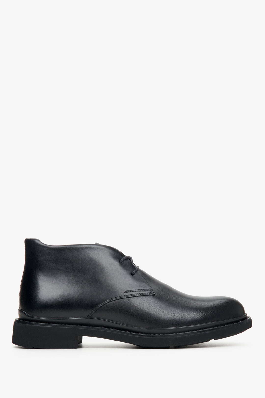Herren-Stiefelette mit kurzer Schnürung aus schwarzem Leder Estro ER00114064.